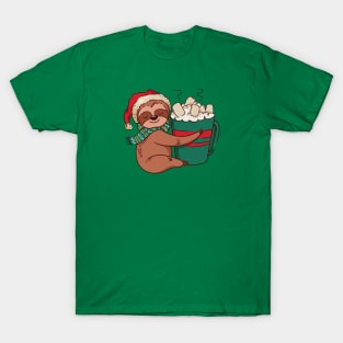 Merry Slothmas // Christmas Sloth with Hot Cocoa T-Shirt